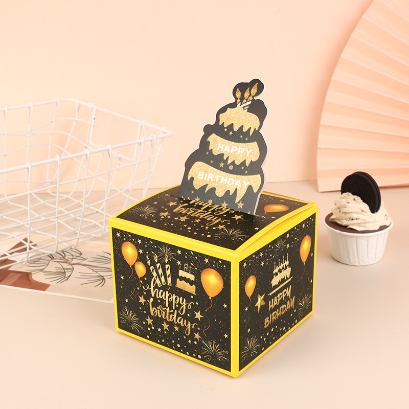 

Black Gold Surprise Money Gift Box Drawing Paper Boxes Props Birthday Party Money Cash Pulling Box Birthday Gift Box Decor