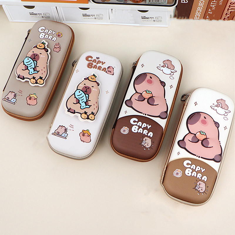 

3D Stereo Cute Capybara Pencil Case Drop Resistant Waterproof Student School Supplies Storage Box Hard Shell Decompression Case