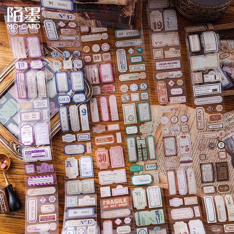 

[Gongjin] Roll Sticker Label Old Things LOT Stiker Bujo Deco Scrapbook Estetik Retro Vintage