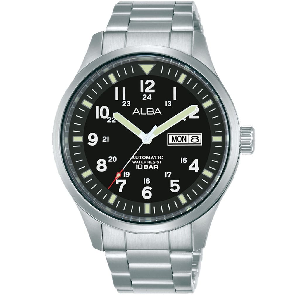 Jam Tangan ALBA AL4213X1 Military Stainless Mechanical Automatic Original Garansi Resmi