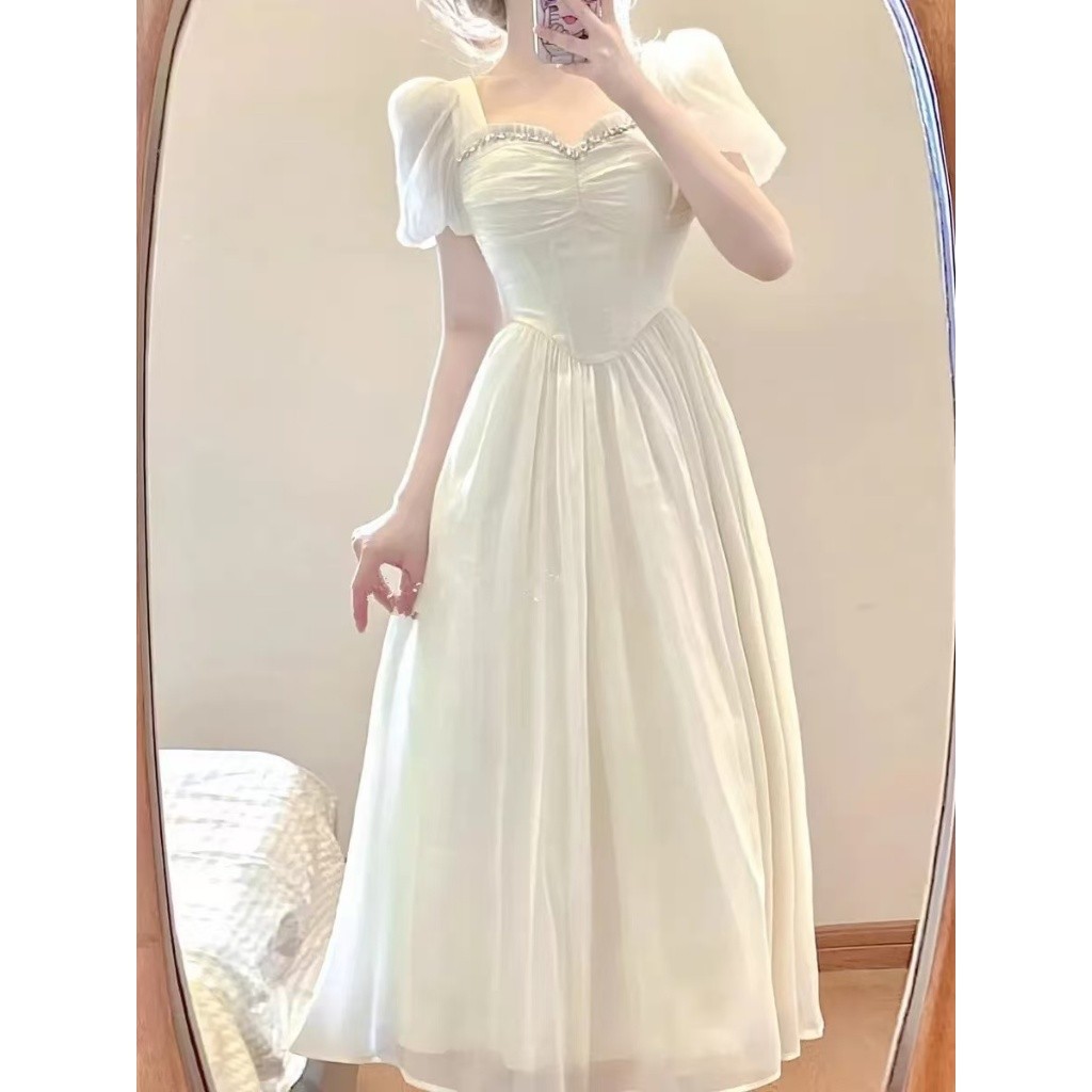 FAN Gaun Pesta Mewah Elegan /long dress warna putih/long dress kondangan/gaun princess