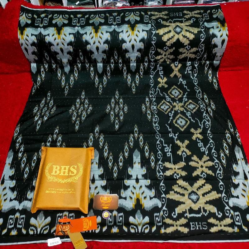 SARUNG BHS ROYAL MOTIF GOYOR DAN MST Muslim Dewasa Katun Batik Santri Pekalongan Hitam Putri