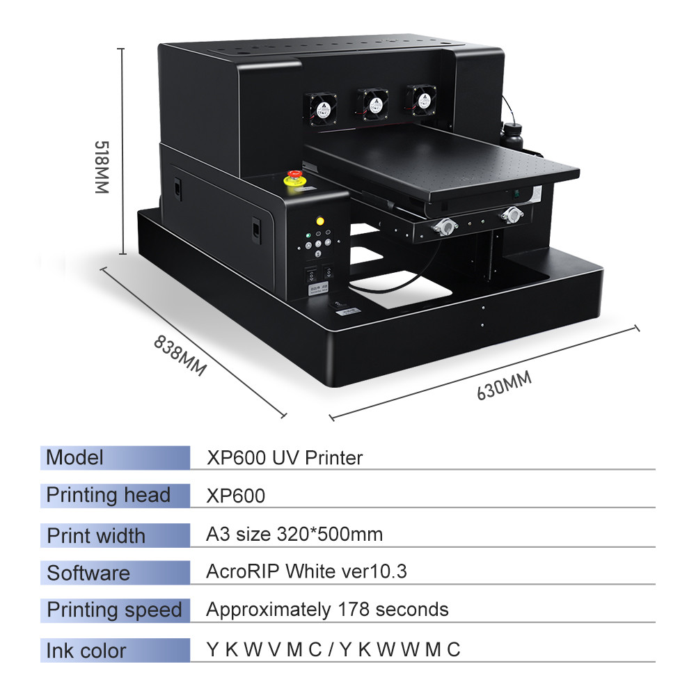 XP600 impresora uv dtf A3 A4 UV Flatbed Printer Stiker Printer For Glass Acrylic Bottle Wood A3 A4  