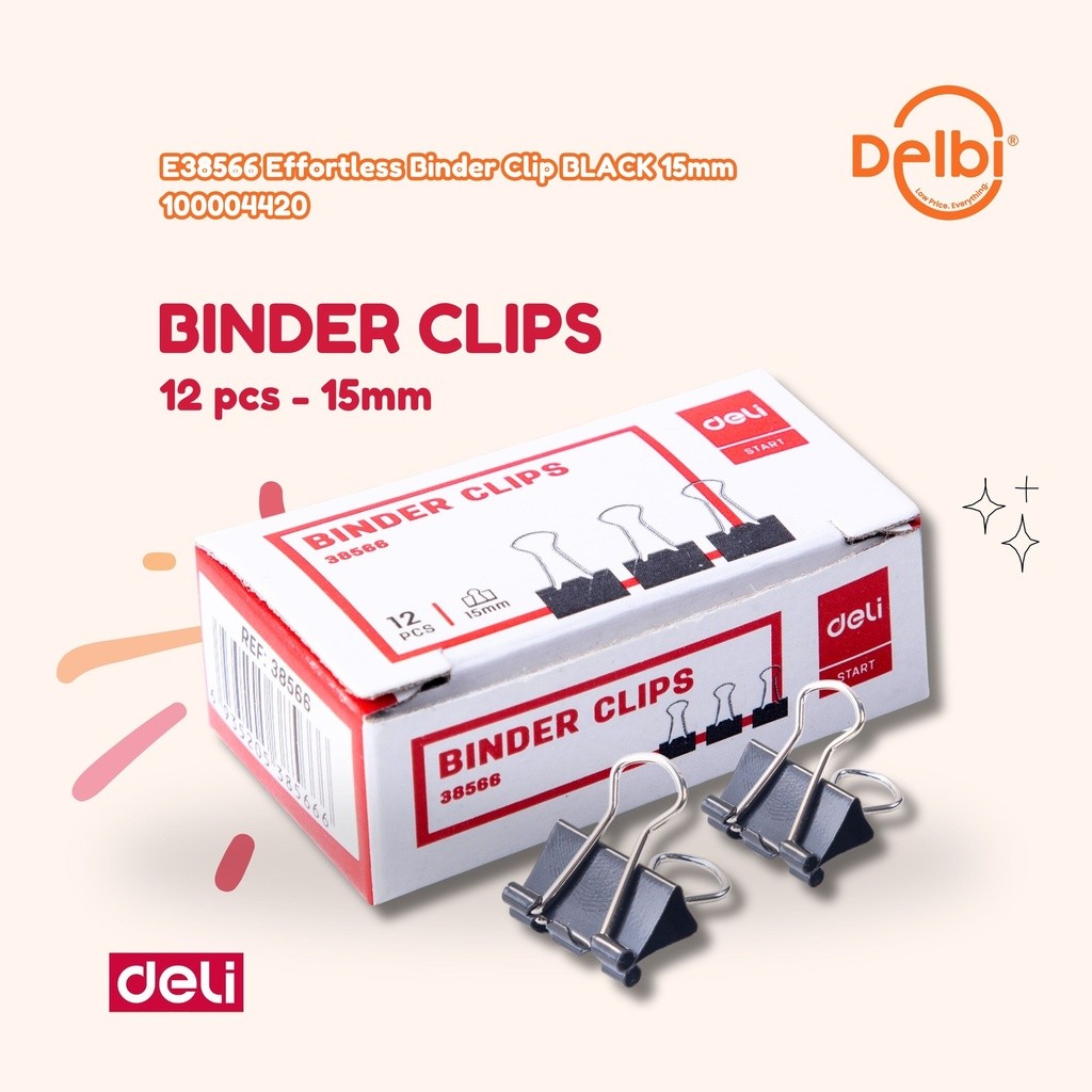 

DELI Binder Klip E38566 15mm No.105 E38566 Effortless Binder Clip BLACK 15mm