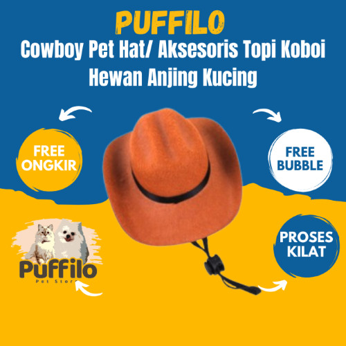 AKSESORIS TOPI KOBOI HEWAN ANJING/KUCING