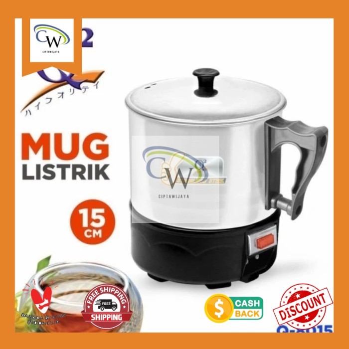 Mug Listrik Stainless/ Teko Listrik Stainless Q2 / Mug Listrik Q2 - 15 cm