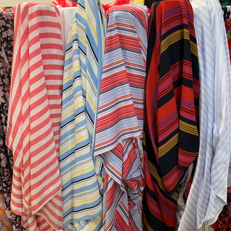 kain - kain bahan motif salur - kain crepe salur - kain prada crepe - kaik montana crepe - kain moti