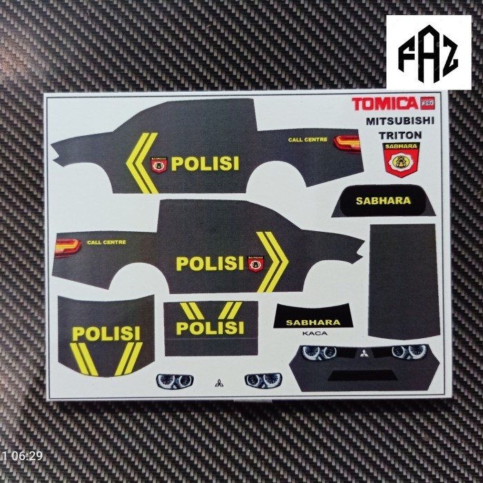 Decal  Diecast tomica mitshubishi triton polisi sabhara