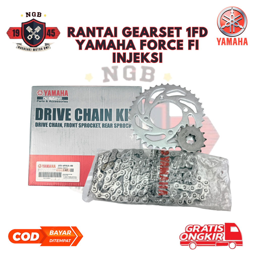 Gearset Yamaha Force FI Injeksi - Rantai Gearset Yamaha Vega ZR - Rantai + Gear Motor Jupiter ZR 1FD