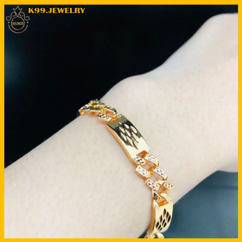 gelang wanita model rantai plat emas asli 24k emas muda kadar 17,7 (ada surat dan dompet)