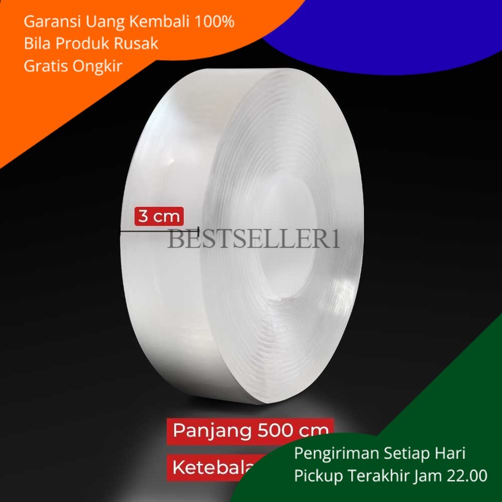 

BS Double Tape Super Kuat Dua Sisi Bolak Balik Transparan Doubletape Original Reusable Perekat Murah