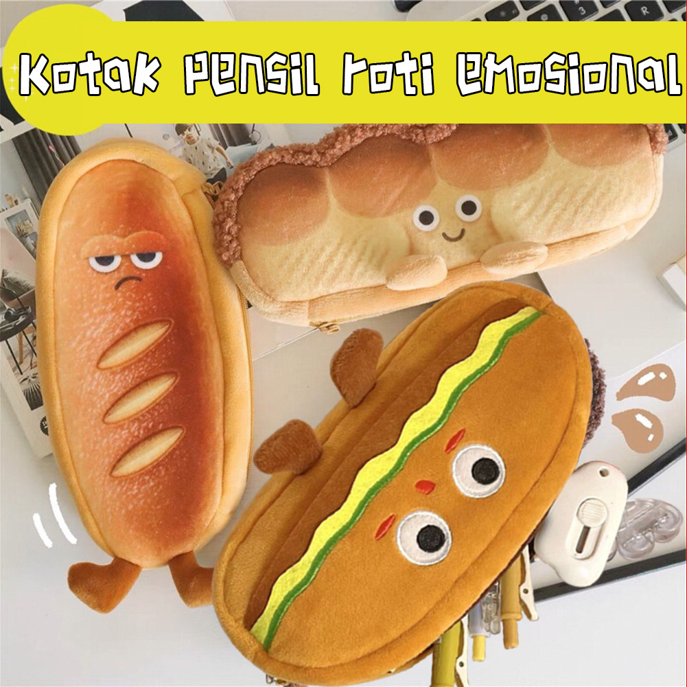 

Lucu Aesthetic Pencil Case Kain Kotak Pensil Tempat Pensil Karakter Roti French /Toast/Hamburger Cute Korea Pensil Sekolah