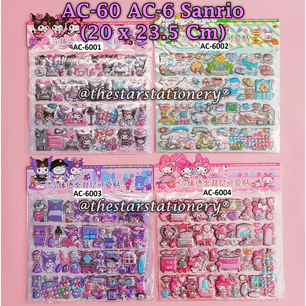 

(1 Set) Sticker Sanrio Timbul AC-6 AC-60 / Sticker Karakter Sanrio 20*23.5 Cm / Sticker Timbul Fancy