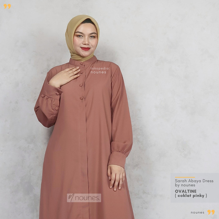 ✨LARIS✨ -Nounes Sarah Abaya Dress VOL 2 Warna baru Gamis Polos Syari Wanita - UNGU TERONG, S