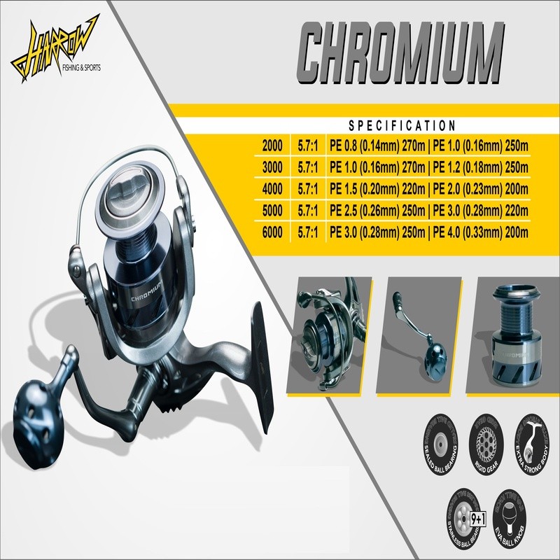 Reel Pancing Power Handle Harrow Chromium Sealed Ball Bearing