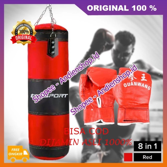 Samsak Tinju Gantung Olahraga Bela Diri Boxing Sandbag 100cm Sarung Samsak Tinju MMA 100% ASLI
