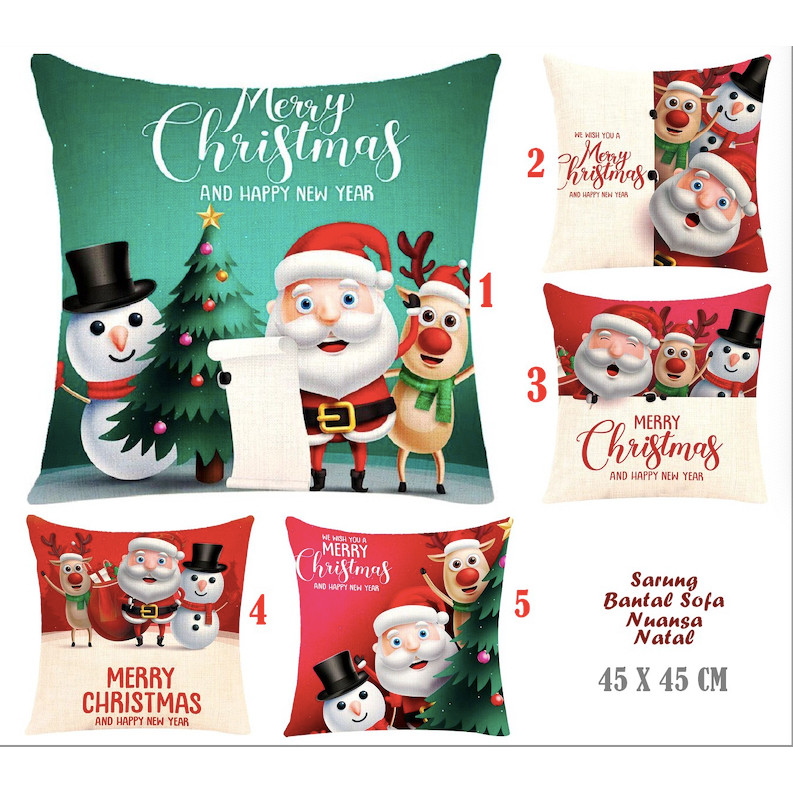 SALE TANPA BANTAL Sarung 45 X 45 Sarung Bantal Sofa Nuansa Natal TRIO KARTUN Christmas decoration de