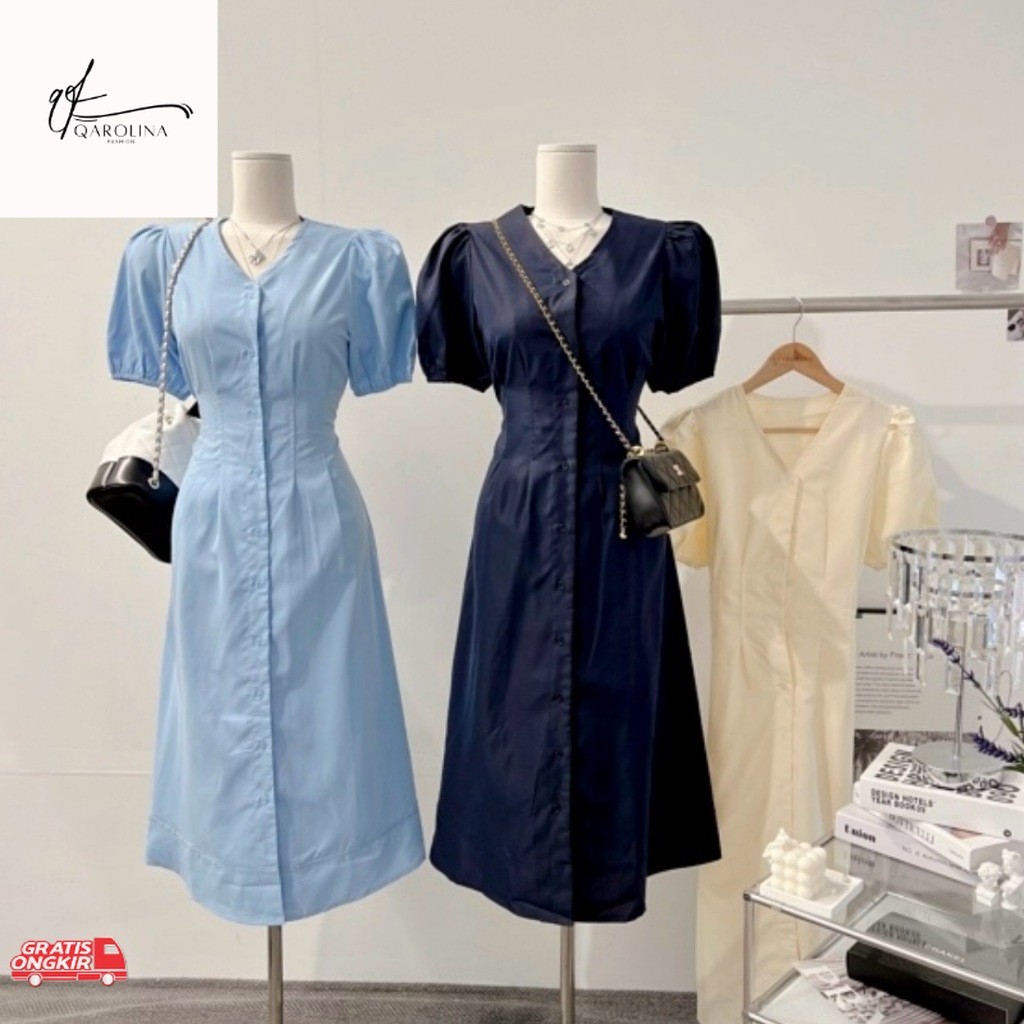 Dress Korea / DRESS KOREA TERBARU 2024 AMANDA DRESS KORSET DRESS KEMEJA KANCING AKTIF DRESS TALI