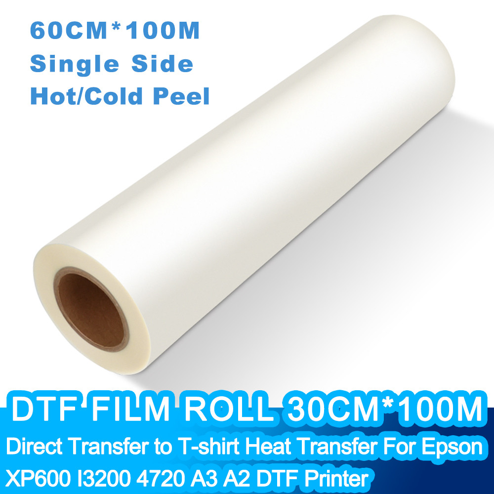 

DTF Roll PET Film 60cm 60cm*100m Direct Transfer Printing Film T-shirts Fabric DTF Printer Heat Transfer PET Film Hot/cold Peel