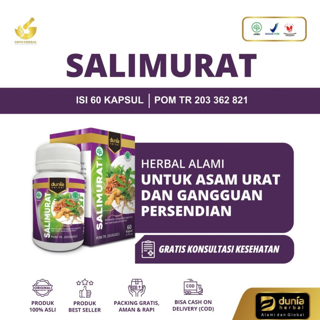 

SALIMURAT Herbal Asam Urat & Gangguan Persendian Ready Di Depo Herbal Grosir