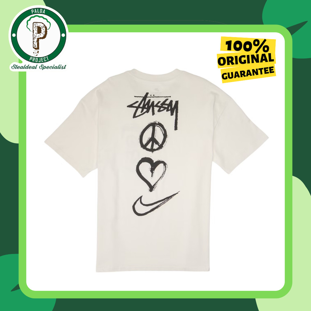 Stussy X Nike Peace Love White Tee 100% Original Guarantee