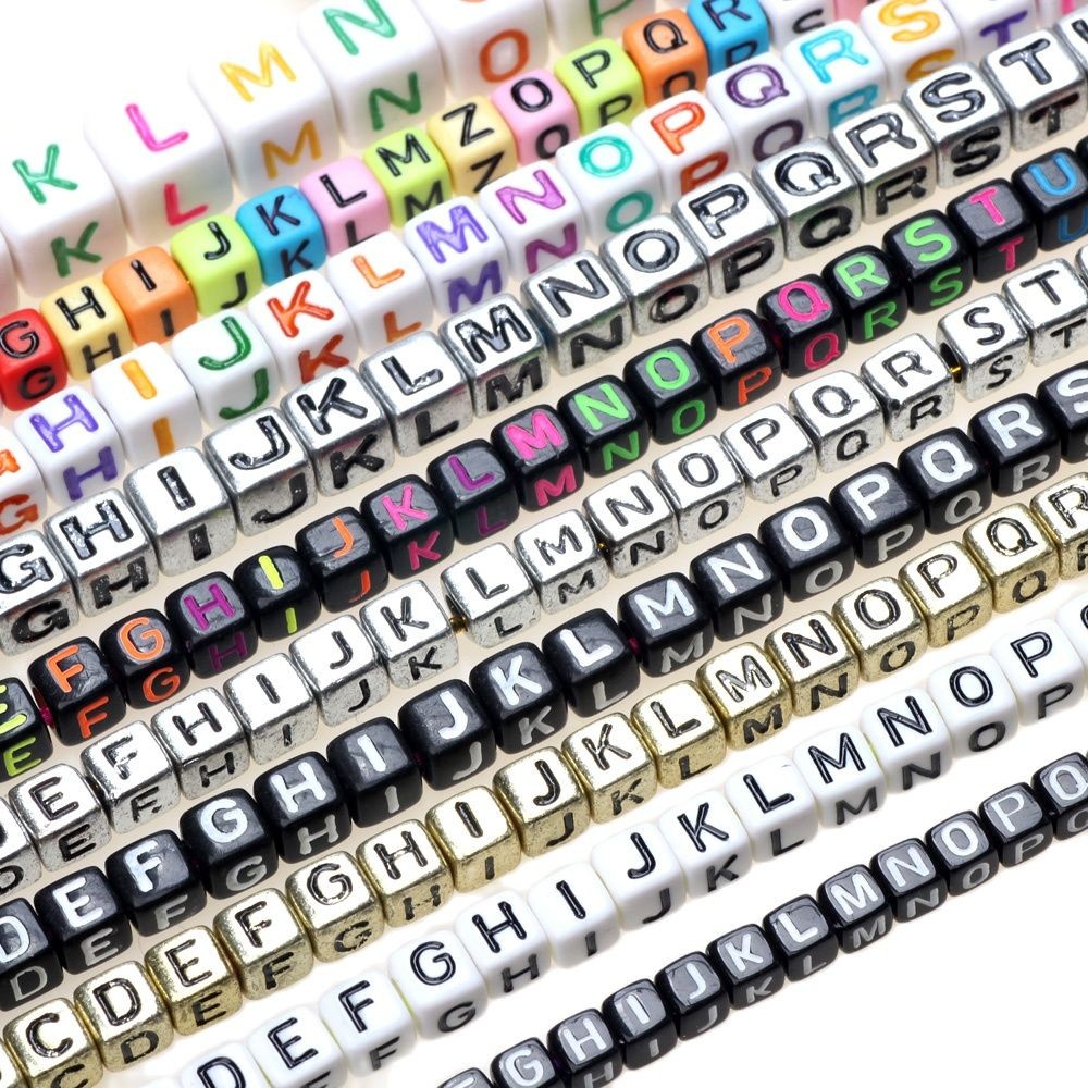 

100/200/300PCS Acrylic Color Letter Digital Cube Loose Spacer Bead A Variety of Styles DIY Jewelry Making Bracelet Necklace Gift