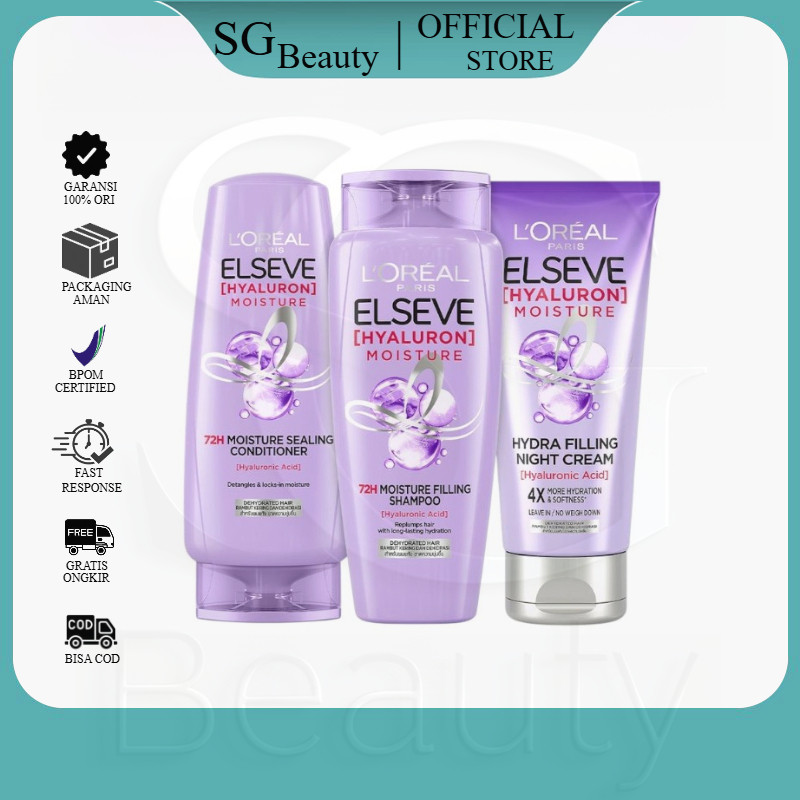 IMP - Loreal Paris ELSEVE Hyaluronic Shampoo 280ml | Hyaluronic Conditioner 280ml | Hyaluronic Night