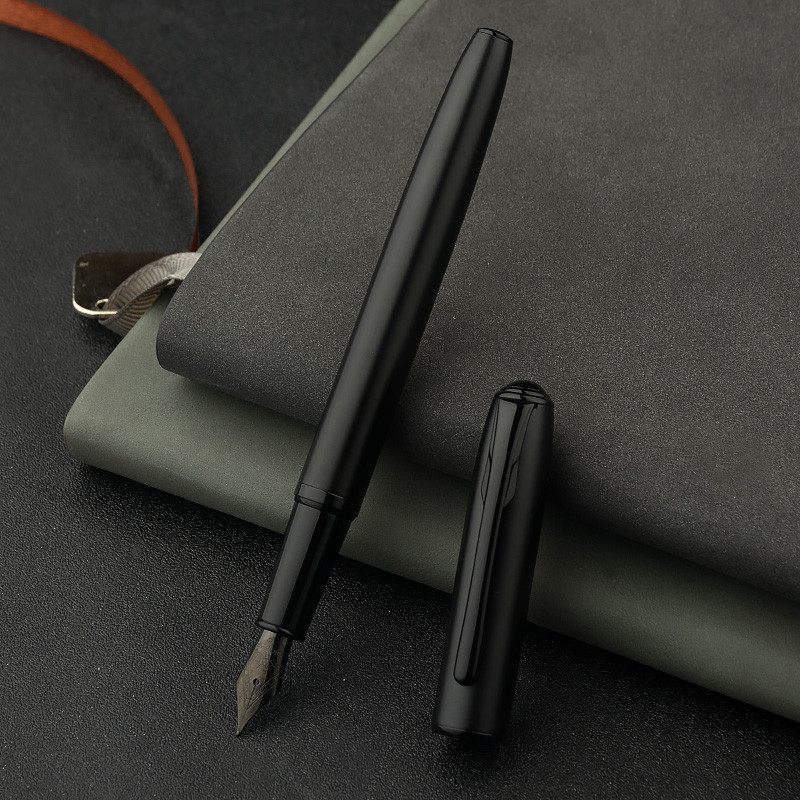 

Luxury Pen Black Metal Caligraphy Office School Supplies Stationary Ink Nibs for Fountain Pen 0.38mm Customized Logo Name Gift