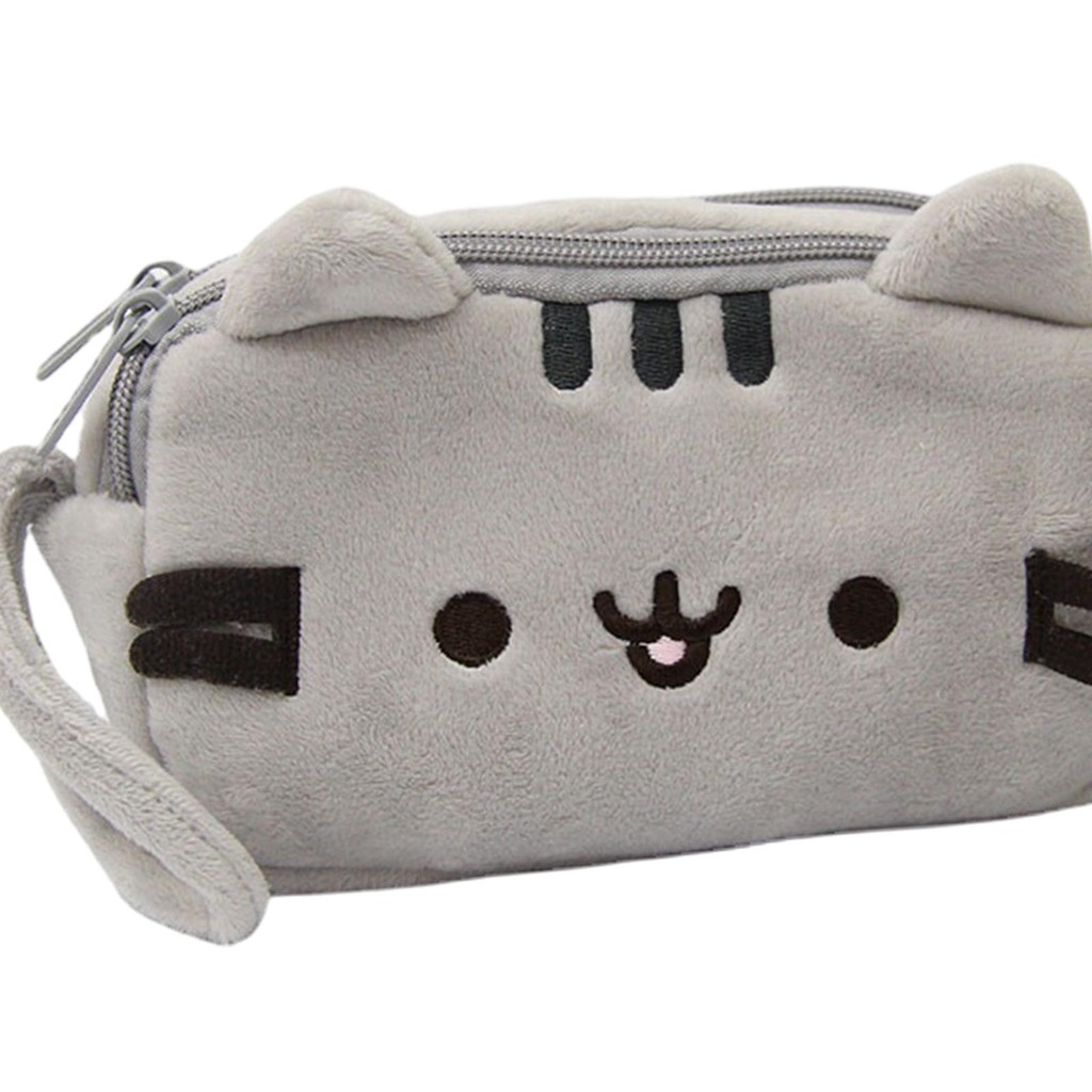 

Plush Pencil Case Cute Cat Makeup Bag Large Capacity Portable Plush Animal Stationery Storage Pouch Zipper Closure Pen Case