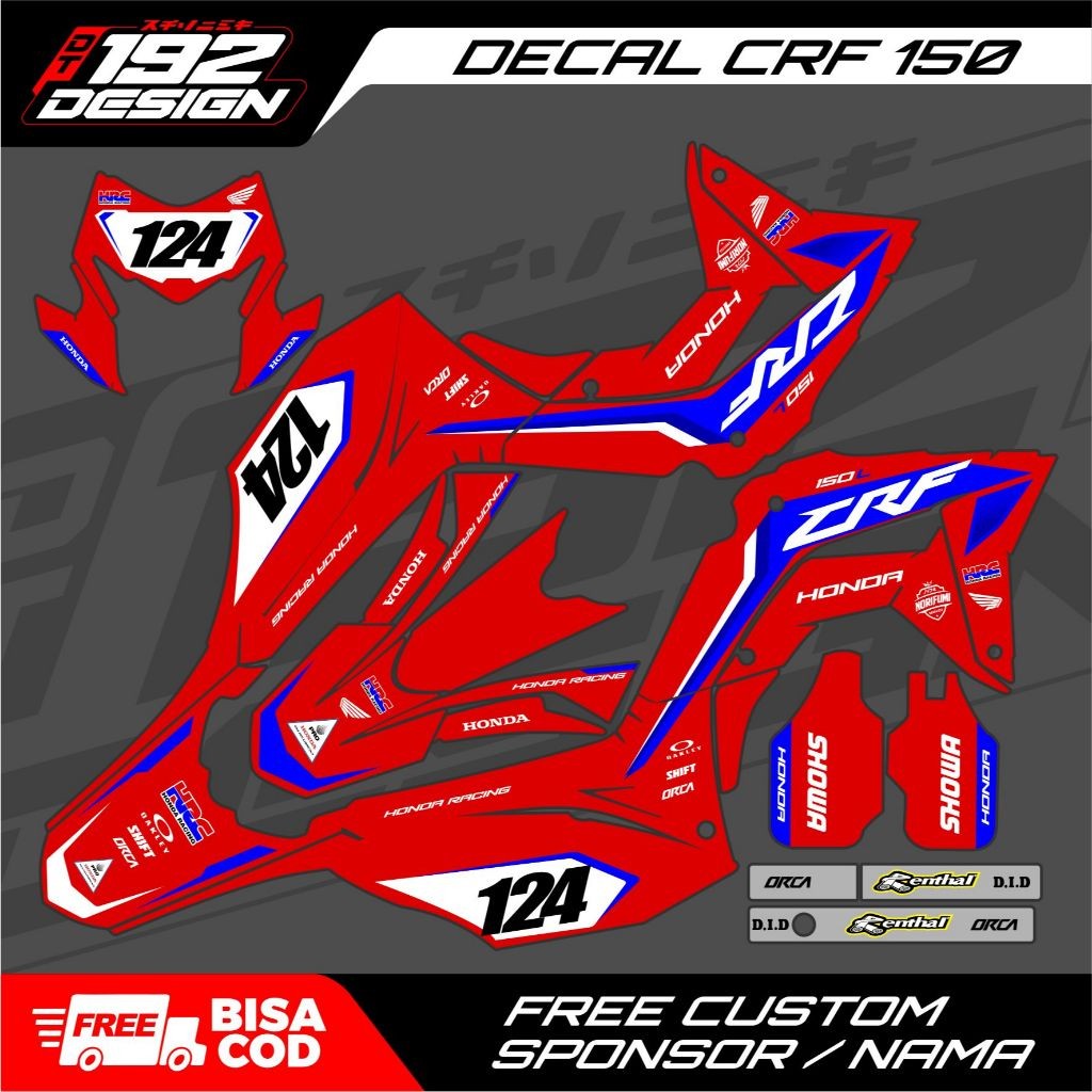 

Decal Crf 150 L Merah Fullbody Custom Motif Minimalis - Decal Honda Crf 150 L Simple Keren Bebas Custom CRF 013