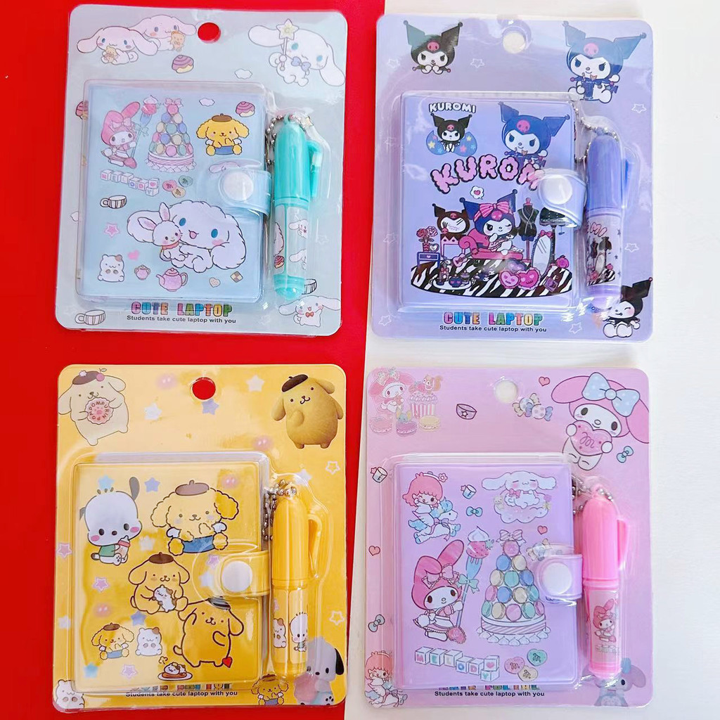 

Buku Diary Kancing Sanrio/ Cute Mini Note Book 2 in 1/ Set Memo Diary Motif/ Klip Note Book/ Bolpen