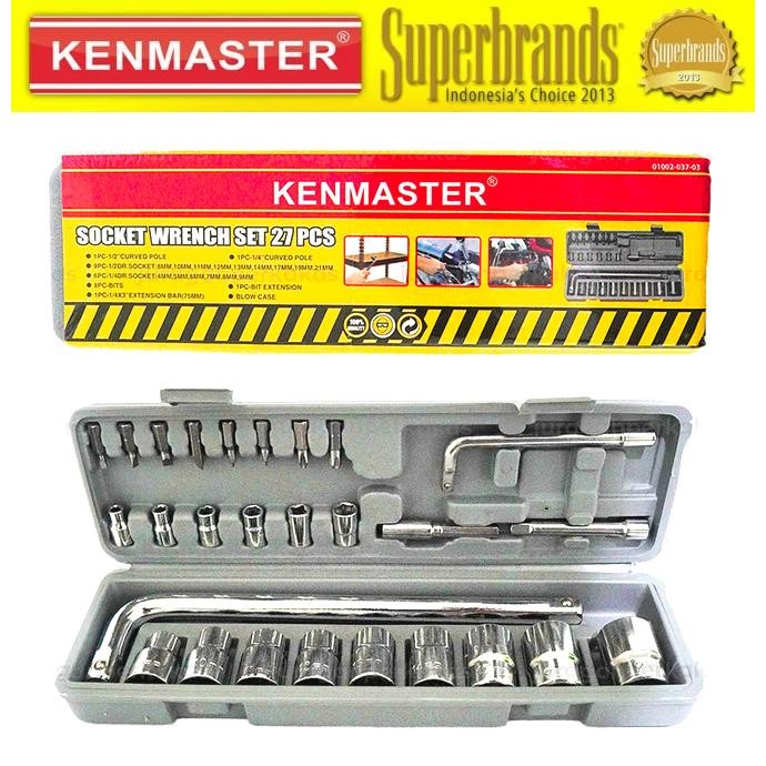 KENMASTER Kunci Sok Set 27 Pcs Kunci Shock Sock Motor Socket Wrench Kunci Bengkel Kunci Set Motor
