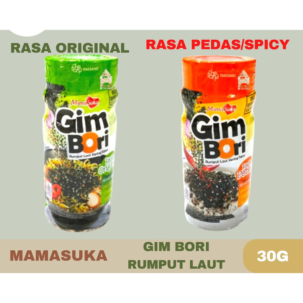 

Mamasuka Gim Bori Rumput Laut Tabur Original/Pedas 30g Botol/ Pouch 60g