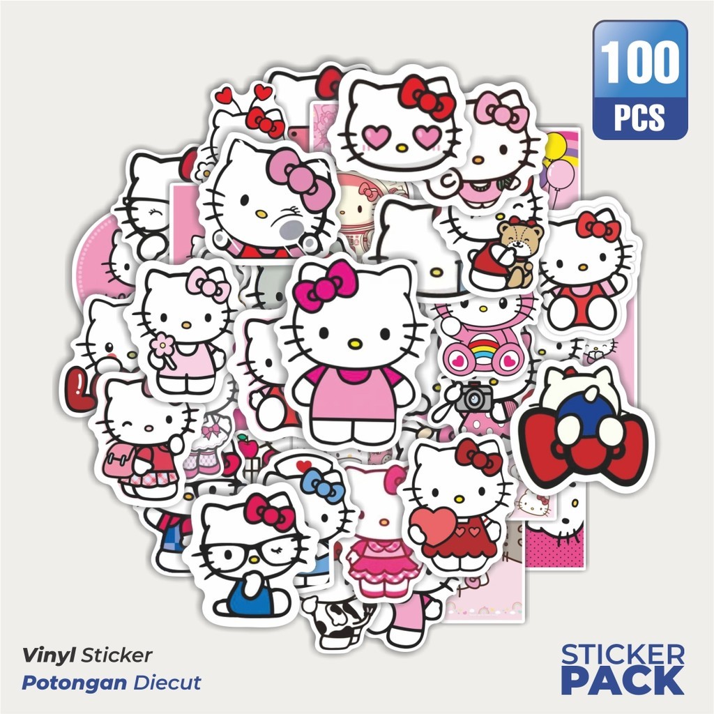 

Stiker Vinyl Stiker Kartun Hello Kitty Waterproof Aesthetic- Untuk Laptop, Motor, dan Helm - Paper Stationery Pack