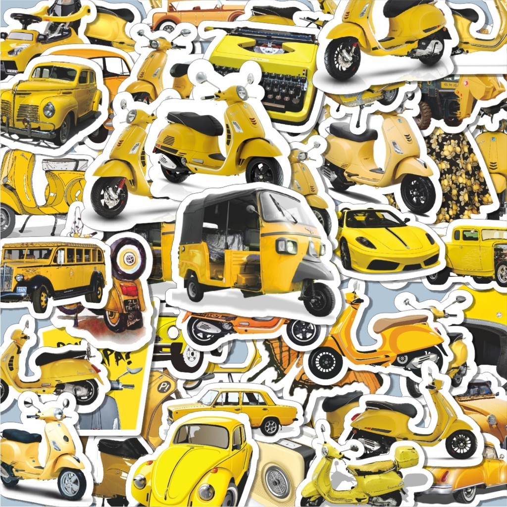 

100PCS Lucu Stiker Mobil Motor Vespa Kuning Stiker Aesthetic Stiker Anti Air Stikers Berperekat Waterproof sticker decal buat Motor Helm Buku Journal Koper Casing HP Laptop Botol Minum Hadiah anak