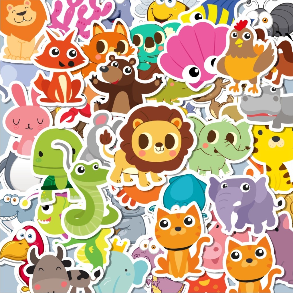 

100PCS Lucu Stiker Animal [Hewan Hewan] Stiker Aesthetic Stiker Anti Air Stikers Berperekat Waterproof sticker decal buat Motor Helm Buku Journal Koper Casing HP Laptop Botol Minum Hadiah anak
