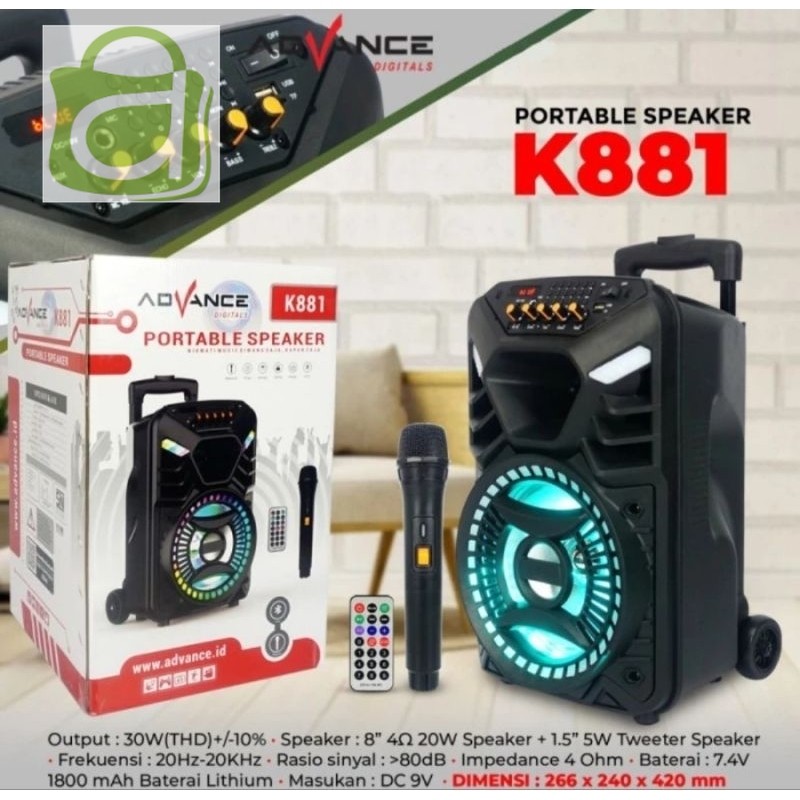 Speaker Portable Advance K881 8inch