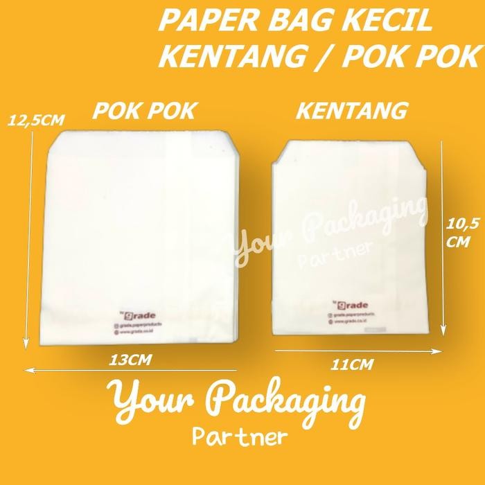

Promo (Isi 100) Paper Bag Besar Pok Pok Grade Kantong Kertas 13x12.5cm Paper Bag PUTIH / Kraft Bag Pembungkus Kentang / Makanan - Paper Bag Pok Pok terlaris