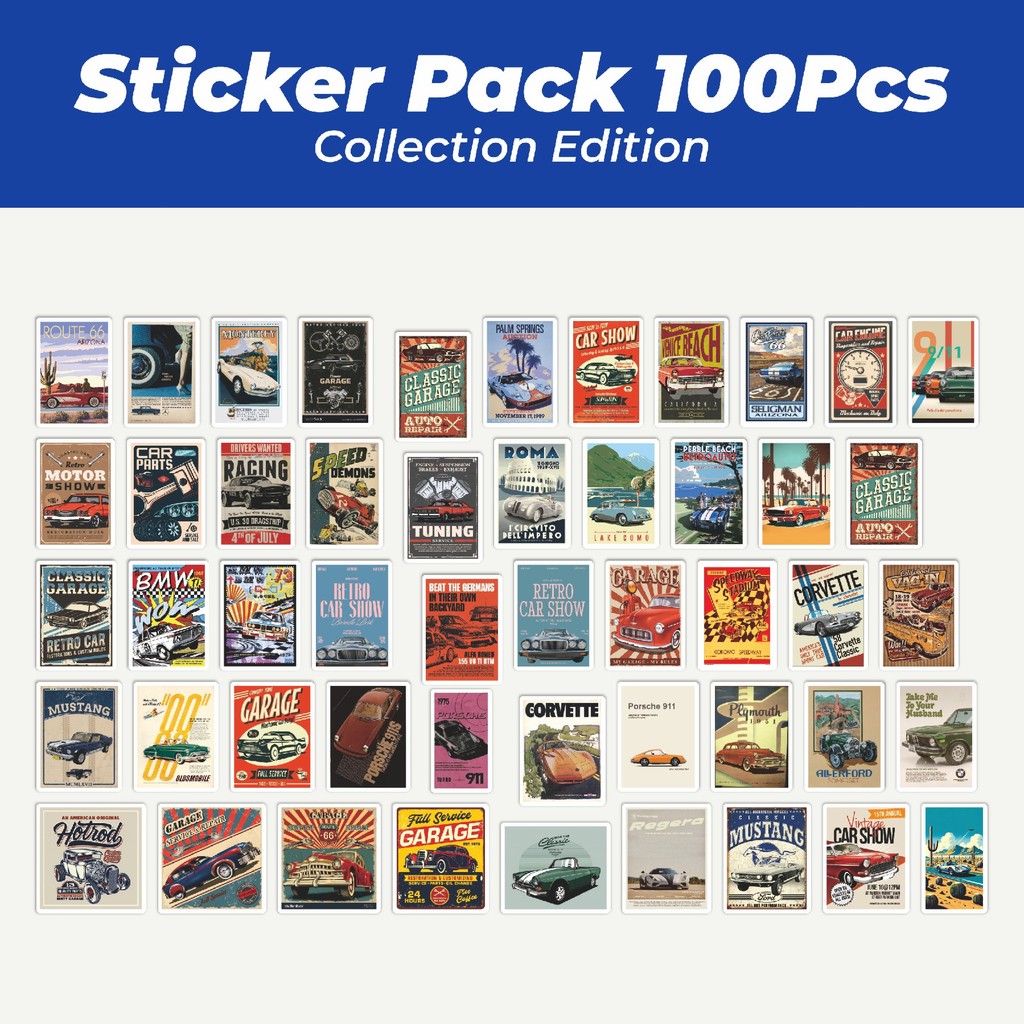 

Hot Stiker Mini Retro Car Poster Lucu Anti Air Stikers Berperekat Waterproof Sticker Decal Buat Motor Helm Buku Journal Koper Casing HP Laptop Botol Minum