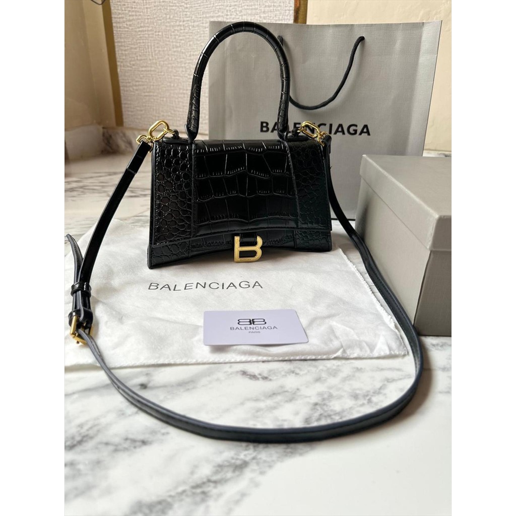 Preloved Balenciaga Hourglass  Tas Croco Shoulderbag Handle