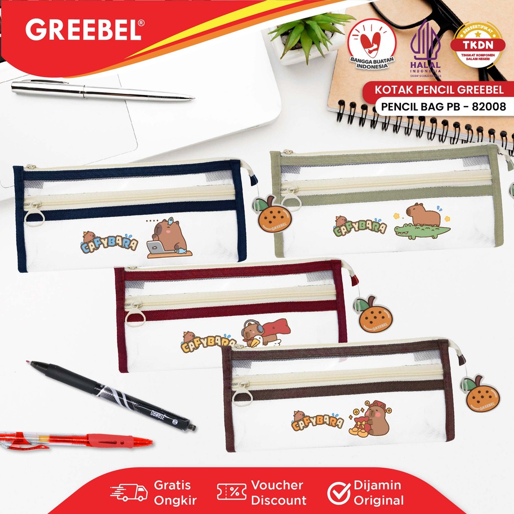 

GREEBEL Tempat Pensil Zipper Capybara / Kotak Pensil ( PB 82008) / Pencil Case / Zipper Bag