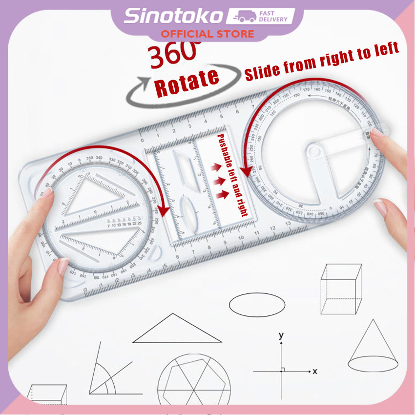 

Penggaris Geometris Multi-Fungsi / Penggaris Busur Derajat Multifungsi / Hadiah Kreatif Alat Tulis Sekolah Kantor Perlengkapan Belajar Alat Ukur Protractor Drawing Drafting Compass Math Ruler