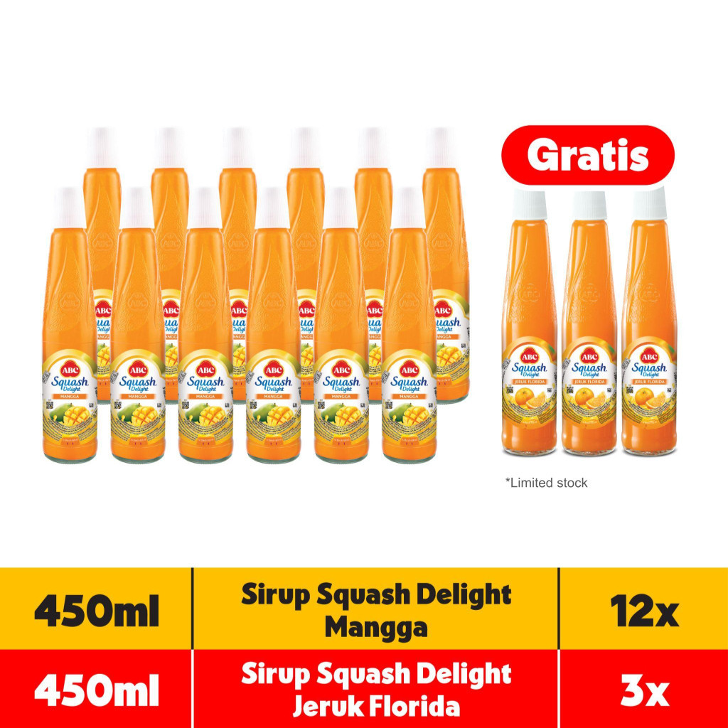 

ABC Sirup Squash Delight Mangga 450 ml - Multi Pack 12 pcs
