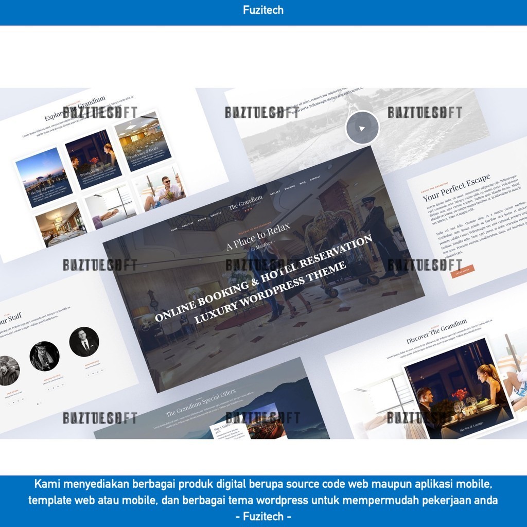 TEMA WORDPRESS ONLINE BOOKING TRAVEL - GRANDIUM   D5102 TEMPLATE WEB BY FUZITECH ORIGINAL