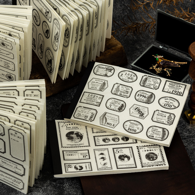 

JIANQI 30pcs/book Retro Old tags Material Paper Aestheti Scrapbooking Journaling Vintage Stationery Aesthetic Plants Manuscript