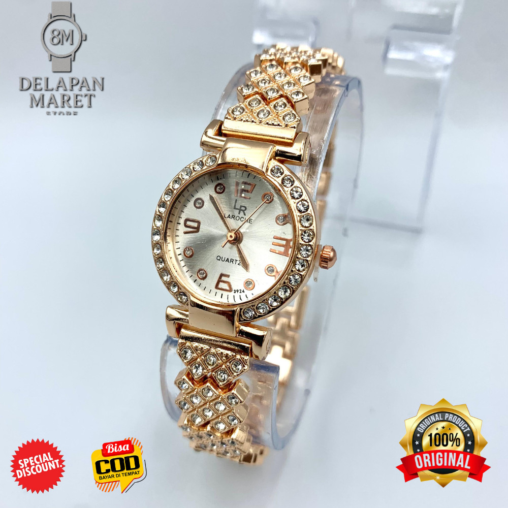 DELMART Jam Tangan Permata Mewah WANITA Jam Fashion Import LAROCHE Jam Import Berkualitas LR43863 Bo