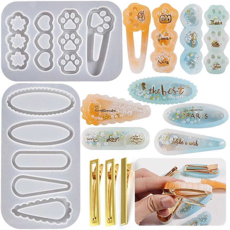 

Quicksand Barrettes Silicone Molds Metal Cat Paw Hair Clips Epoxy Resin Mold For DIY Hairpin Crafts Jewelry Making Accessories