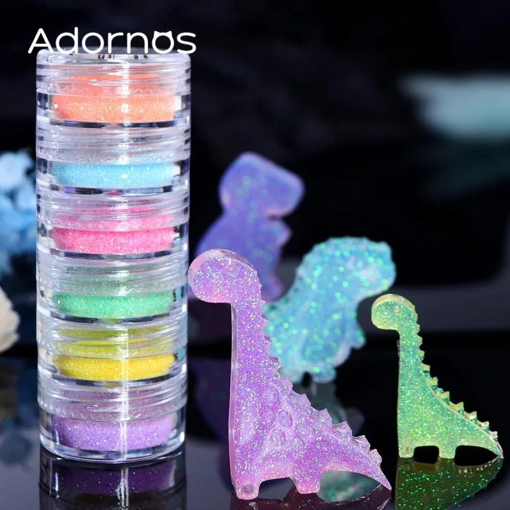 

6 pcs/set Shiny Sugar Color Glitter Powder Pigment Iridescent Colored Amazing Sand Crafts For Epoxy Resin Silicone Molds Filler