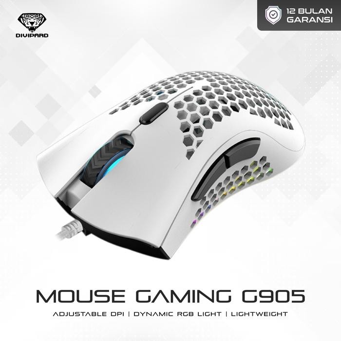 Divipard Mouse Gaming Honey Comb G905 RGB Effects 7200DPI Macro - Putih