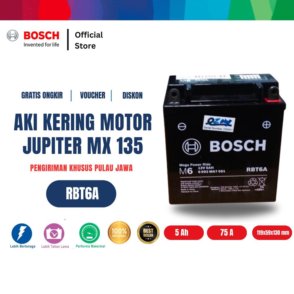 Bosch Aki Kering Motor Yamaha Jupiter MX 135 2006 - RBT-6A